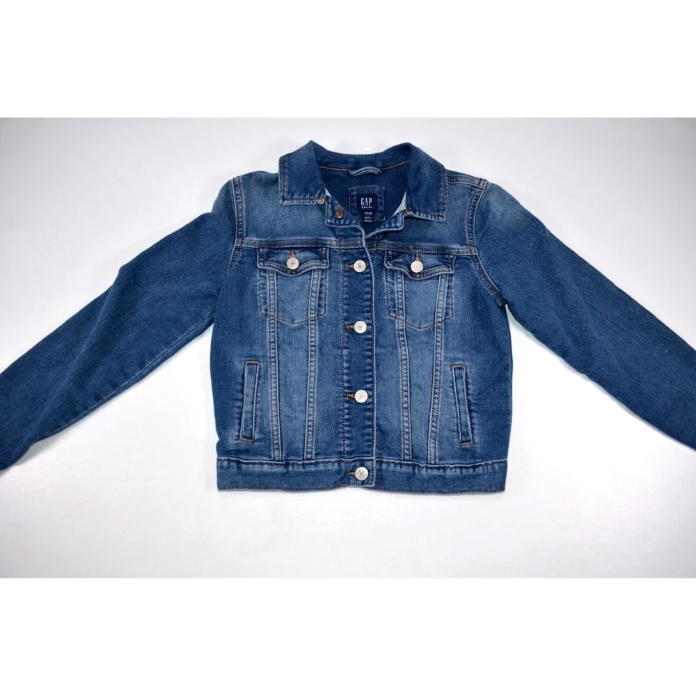 Gap Blue Denim Button Front Trucker Jacket Youth‎ Girls Size L